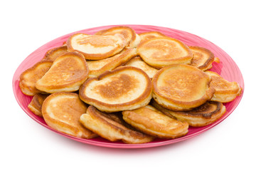 Plate with  pancakes isolated on white background isolation