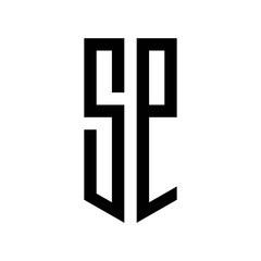 Fototapeta premium initial letters logo sp black monogram pentagon shield shape