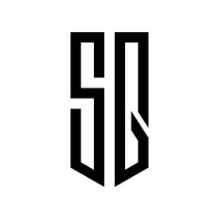 initial letters logo sq black monogram pentagon shield shape