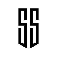 initial letters logo ss black monogram pentagon shield shape