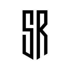 initial letters logo sr black monogram pentagon shield shape