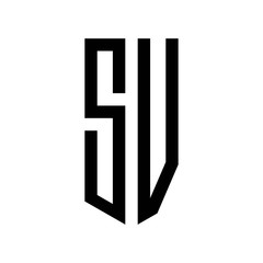 initial letters logo sv black monogram pentagon shield shape
