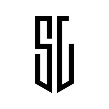 initial letters logo sl black monogram pentagon shield shape