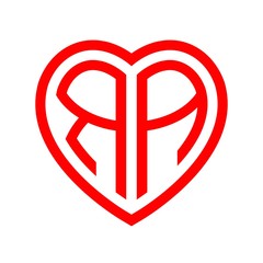 initial letters logo ra red monogram heart love shape