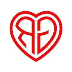 initial letters logo rg red monogram heart love shape