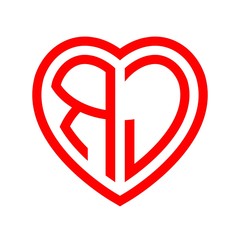 initial letters logo rj red monogram heart love shape