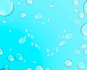 bubbles with reflections on a blue background