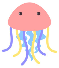 Cute jellyfish on white background