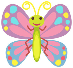 Colorful butterfly with happy face
