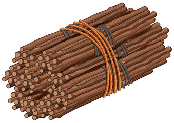Wooden sticks in big bundle