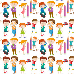 Seamless background with happy kids
