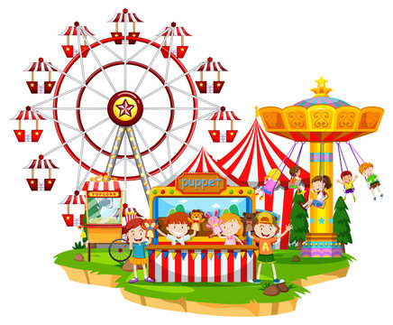 Happy children at circus