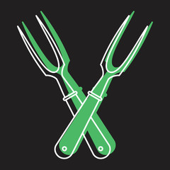 Crossed forks in line with color silhouette style icon vector illustration for design
