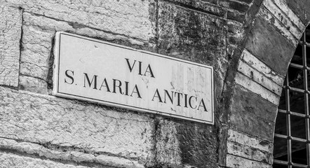 Street sign Via Santa Maria Antica in Verona Italy
