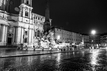 Fototapeta na wymiar Beautiful Piazza Navona Square in Rome by night
