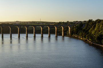 Fototapeta na wymiar Old stone railway viaduct