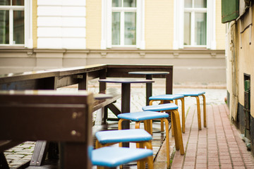 Stools on a terrase