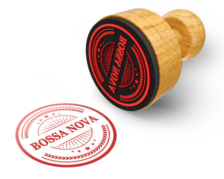 Bossa Nova red grunge round stamp isolated on white Background