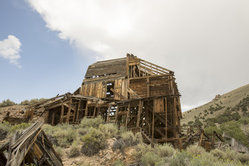 Exterior of Masonic-Chemung mine wooden buildings