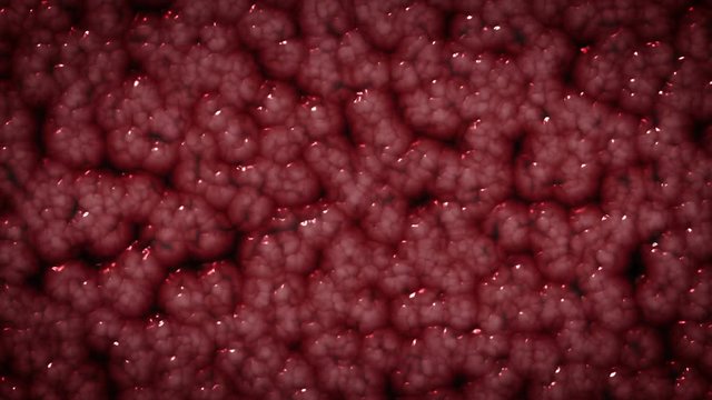 Cells moving graphic pulsing flesh, horror style motion background loop red