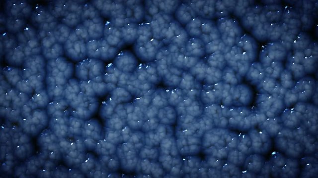 Cells moving graphic pulsing flesh, horror style motion background loop blue