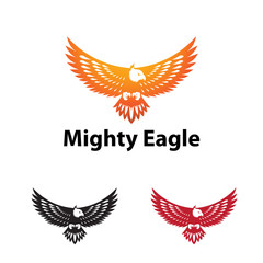 Mighty and Strong Eagle Hawk Bird Logo Symbol