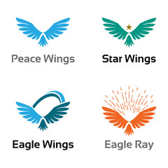 Eagle Bird Wings Flying Abstract Logo Template