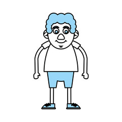 Flat line monocromatic old man over white background vector illustration
