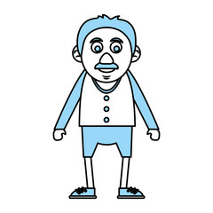 Flat line monocromatic old man over white background vector illustration
