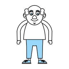Flat line monocromatic old man over white background vector illustration