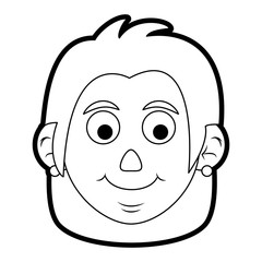 Flat line uncolored old woman head over white background vector illustration