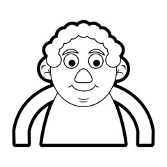 Flat line uncolored old ma over white background vector illustration