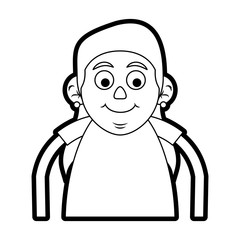 Flat line uncolored old ma over white background vector illustration