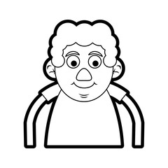 Flat line uncolored old ma over white background vector illustration