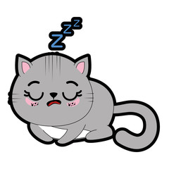 kawaii cat icon over white background vector illustration