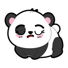kawaii panda bear icon over white background colorful design vector illustration