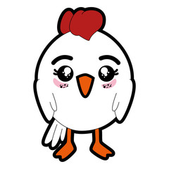 kawaii chicken icon over white background vector illustration