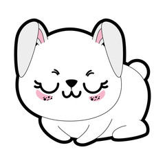 kawaii rabbit animal icon over white background colorful design vector illustration