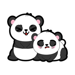 kawaii panda bear icon over white background colorful design vector illustration