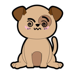 kawaii dog animal icon over white background colorful design  vector illustration