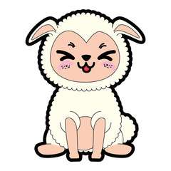 kawaii sheep animal icon over white background vector illustration