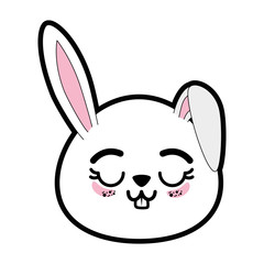 kawaii rabbit animal icon over white background colorful design vector illustration