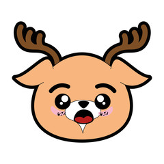 kawaii deer animal icon over white background colorful design vector illustration