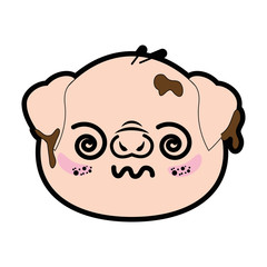kawaii pig icon over white background colorful design vector illustration