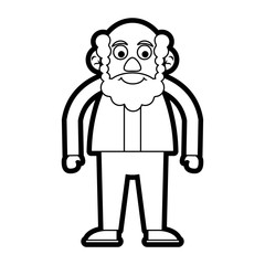 Flat line uncolored old ma over white background vector illustration