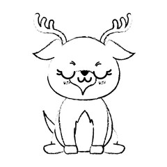 Fototapeta premium kawaii deer animal icon over white background vector illustration