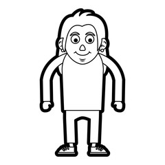 Flat line uncolored  old woman over white background vector illustration