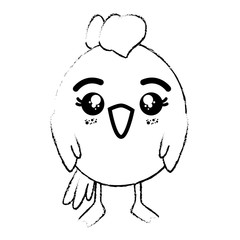 kawaii chicken icon over white background vector illustration