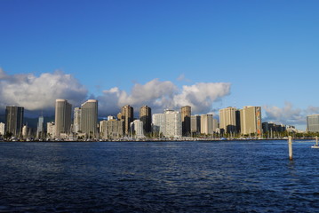 ワイキキビーチとシティビュー