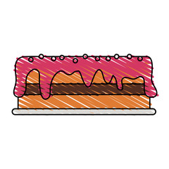 Colorful piece of cake doodle over white background vector illustration